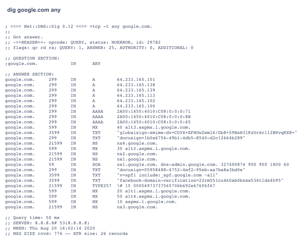 Онлайн-проверка DNS-записей домена 1